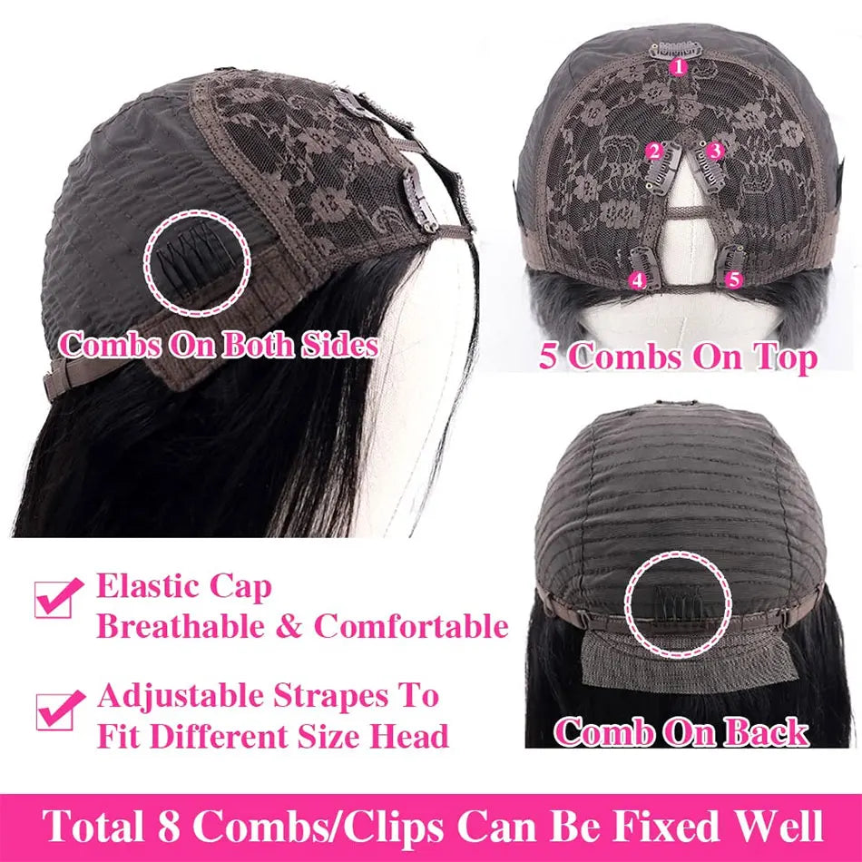 Kinky Straight V Part Wig Human Hair Wigs