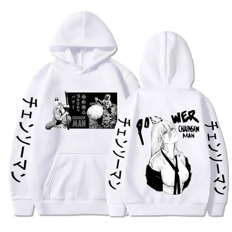 Harajuku Anime Chainsaw Man Power Cute Printed Hooded