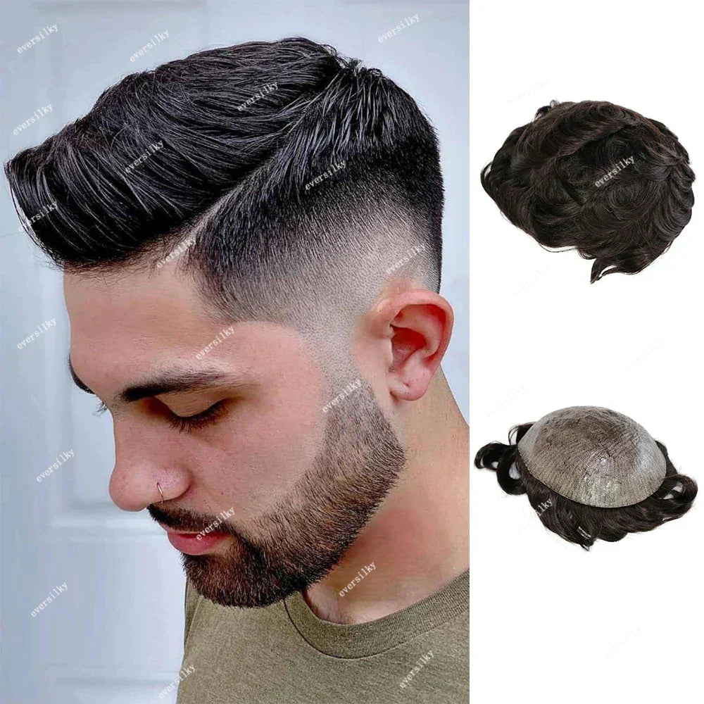 Natural Hairline Super Durable Mens Toupee Brown Blonde