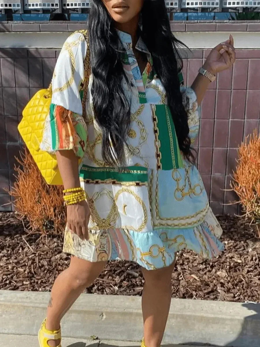 Lw Dress Print A Line Loose Dress Summer