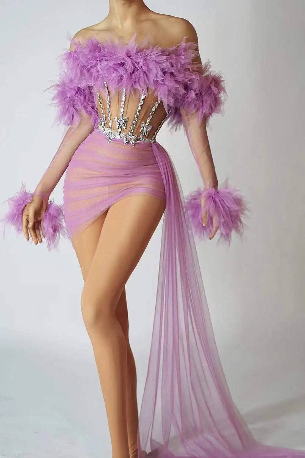 Red Mesh Sequins Pcs Set Dress Cheerleading Las