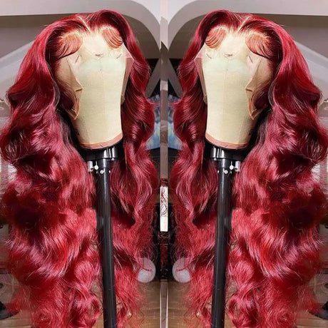 Burgundy J X Body Wave Lace Front Human