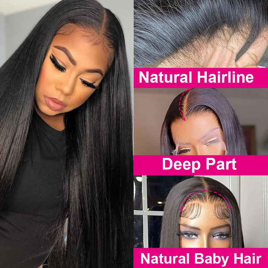 Human Hair Body Wave Highlight Wigs Black With