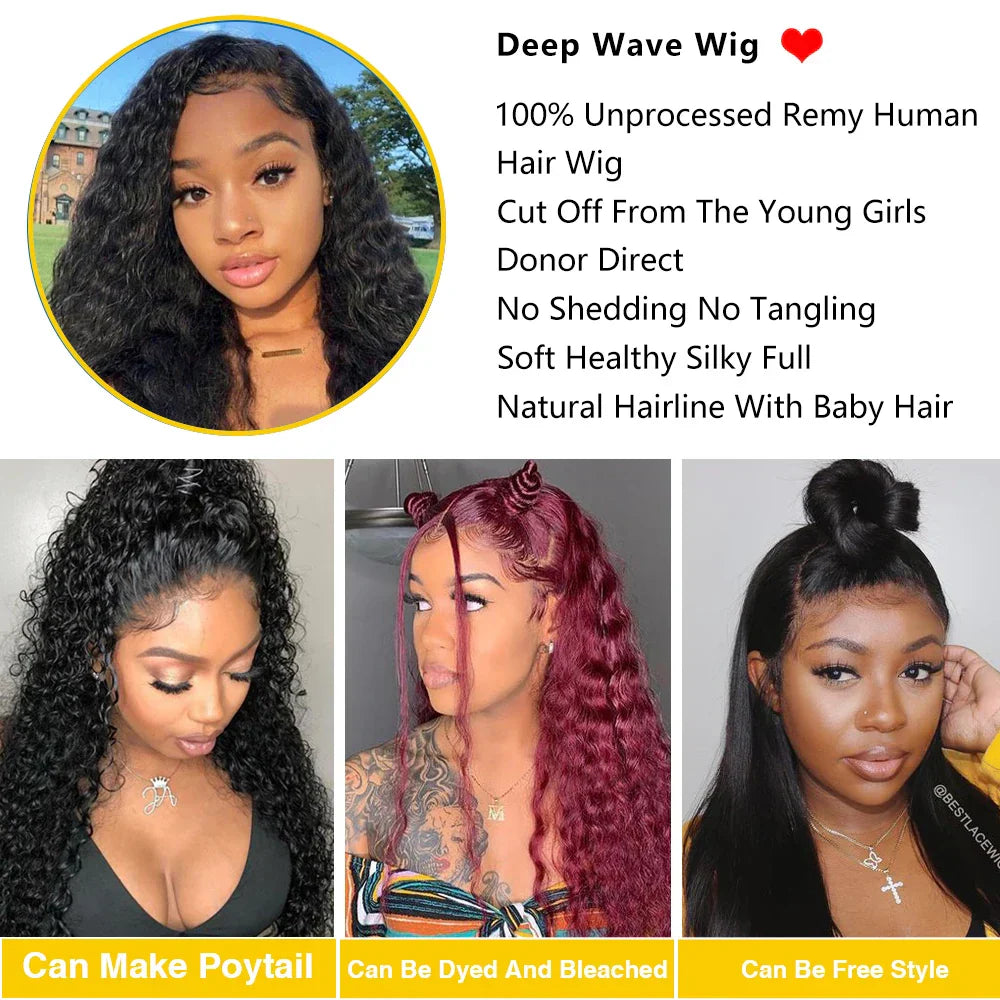 Hd Transparent Deep Wave Frontal Wig X/X Curly