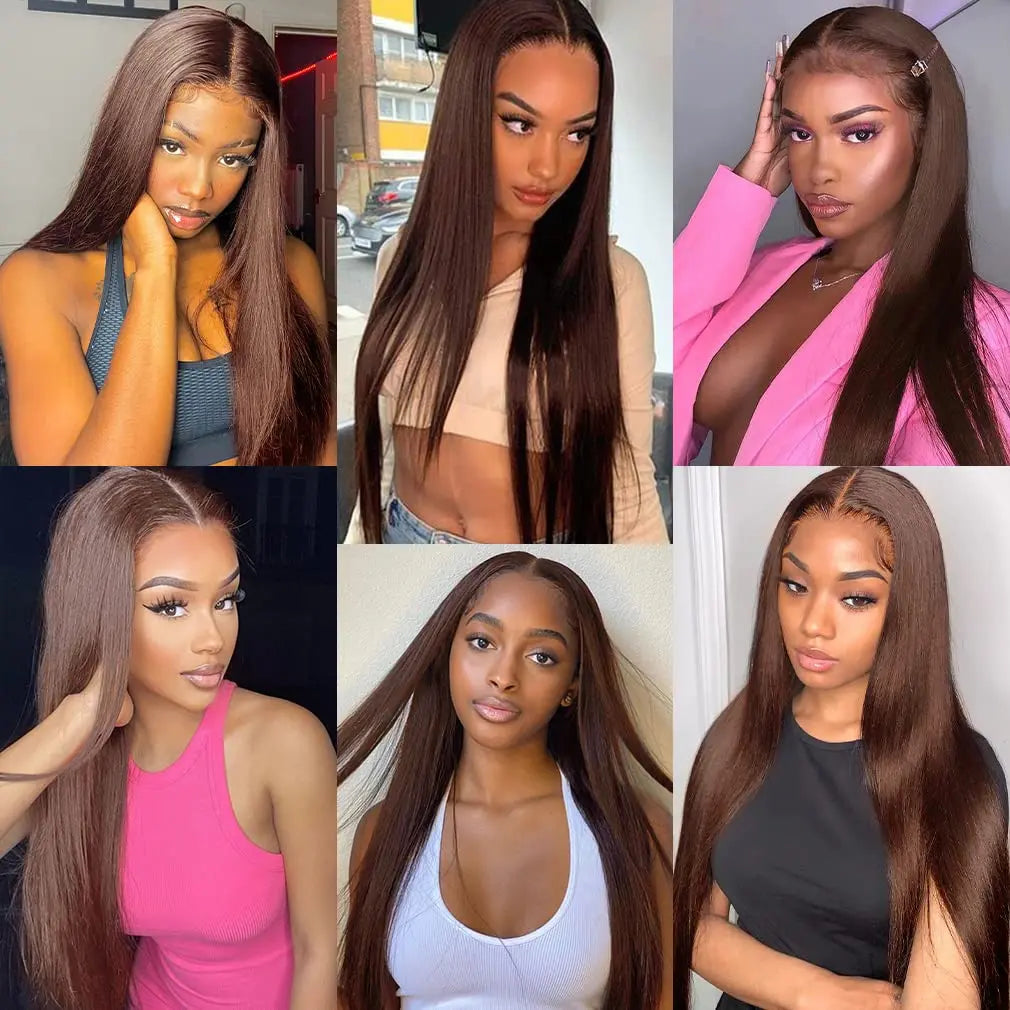 Glueless Chocolate Brown Straight 13X6 Hd Lace Front