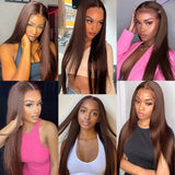 Glueless Chocolate Brown Straight 13X6 Hd Lace Front