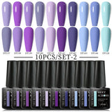 Nude Glitter Gel Nail Polish Set Purple Pink