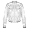 Kids Girls Shiny Baseball Jacket Bolero Disco Blazer