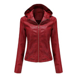Women'S Moto Biker Zipper Jacket Hooded Faux Fur