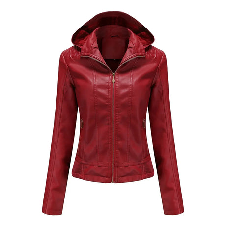 Women'S Moto Biker Zipper Jacket Hooded Faux Fur