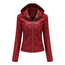 Women'S Moto Biker Zipper Jacket Hooded Faux Fur