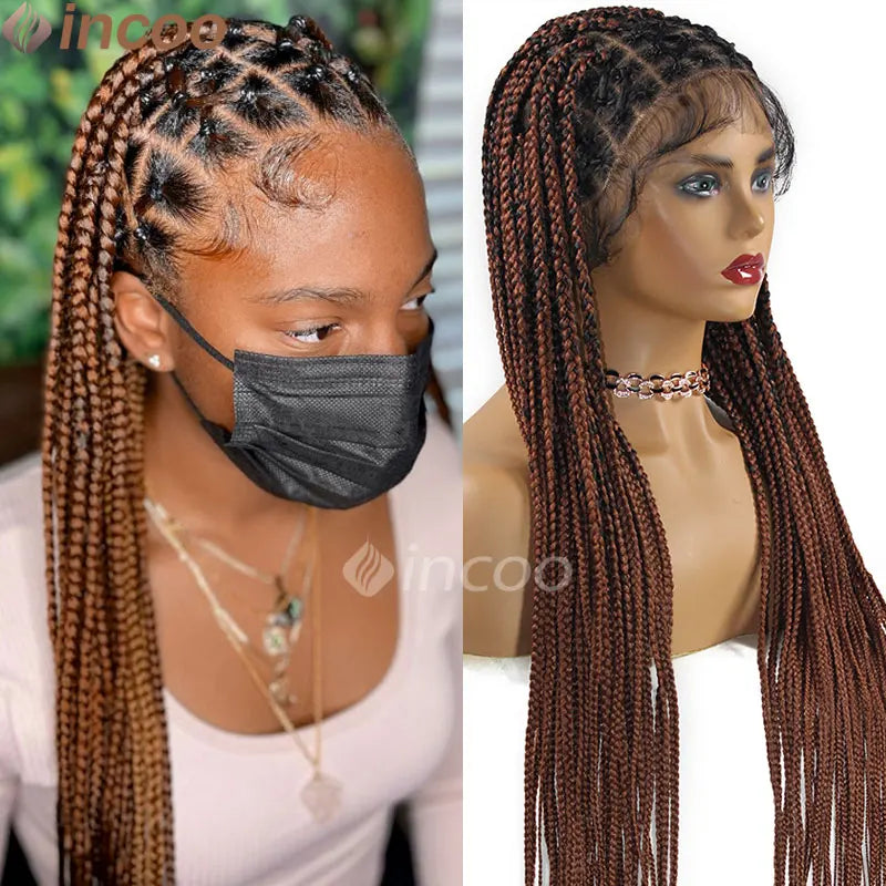 Ombre Blond Box Braided Full Lace Women'S Wigs