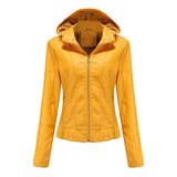 Women'S Moto Biker Zipper Jacket Hooded Faux Fur
