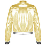 Kids Girls Shiny Baseball Jacket Bolero Disco Blazer