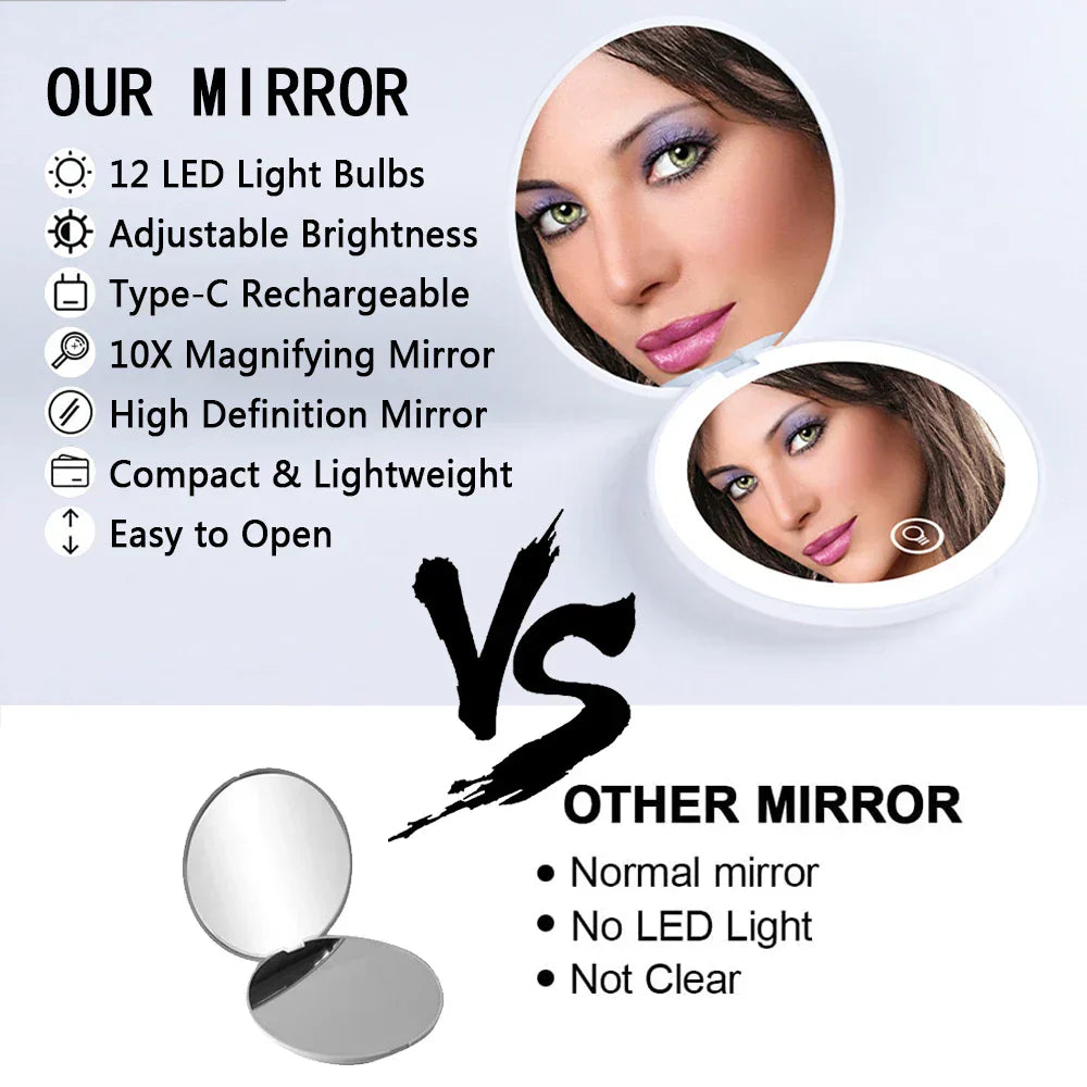 Mini Portable Folding Travel Pocket Makeup Mirror With