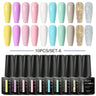 Nude Glitter Gel Nail Polish Set Purple Pink