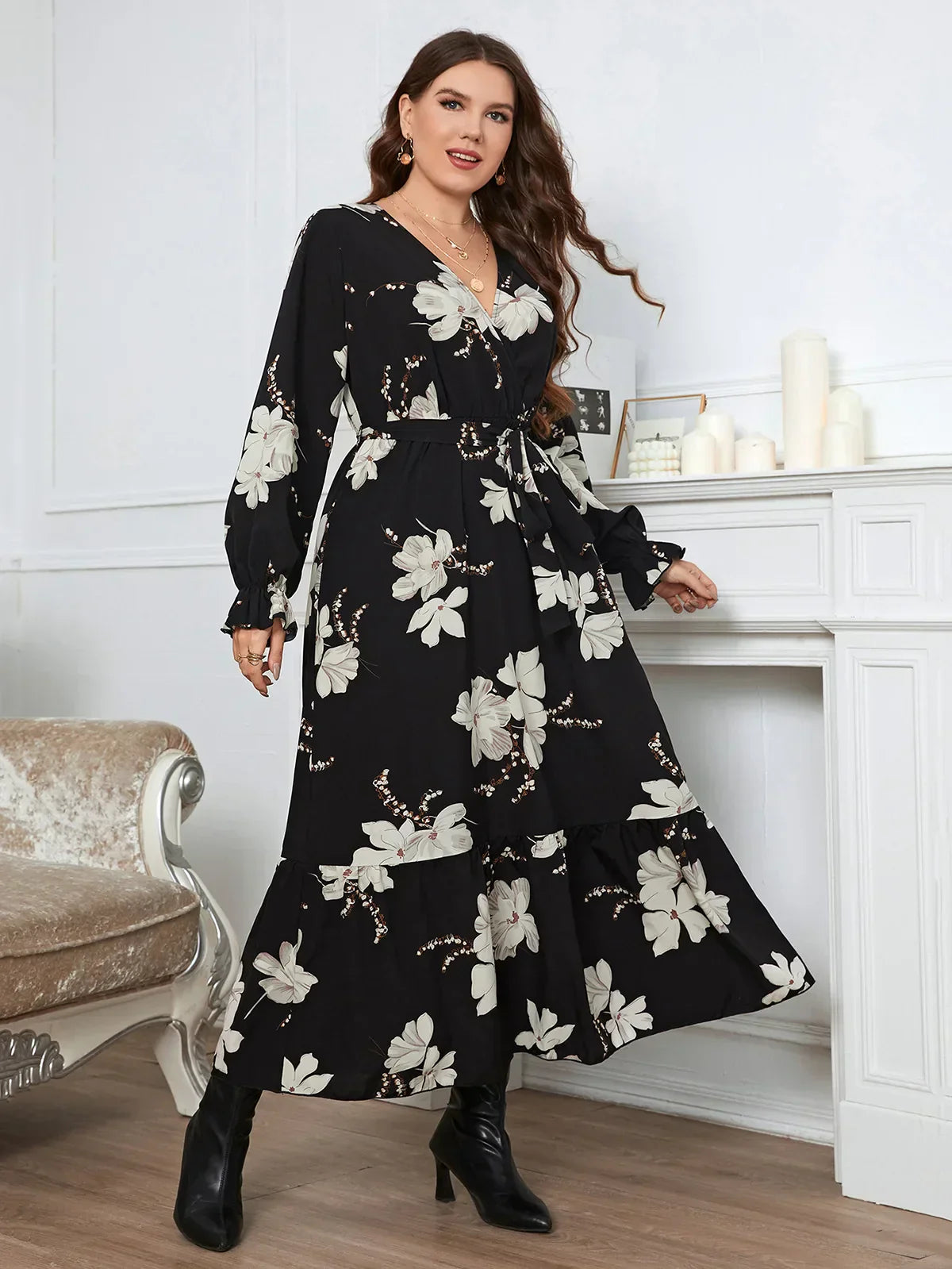 Summer Women Dress Wraped V Neck Swing Dresses