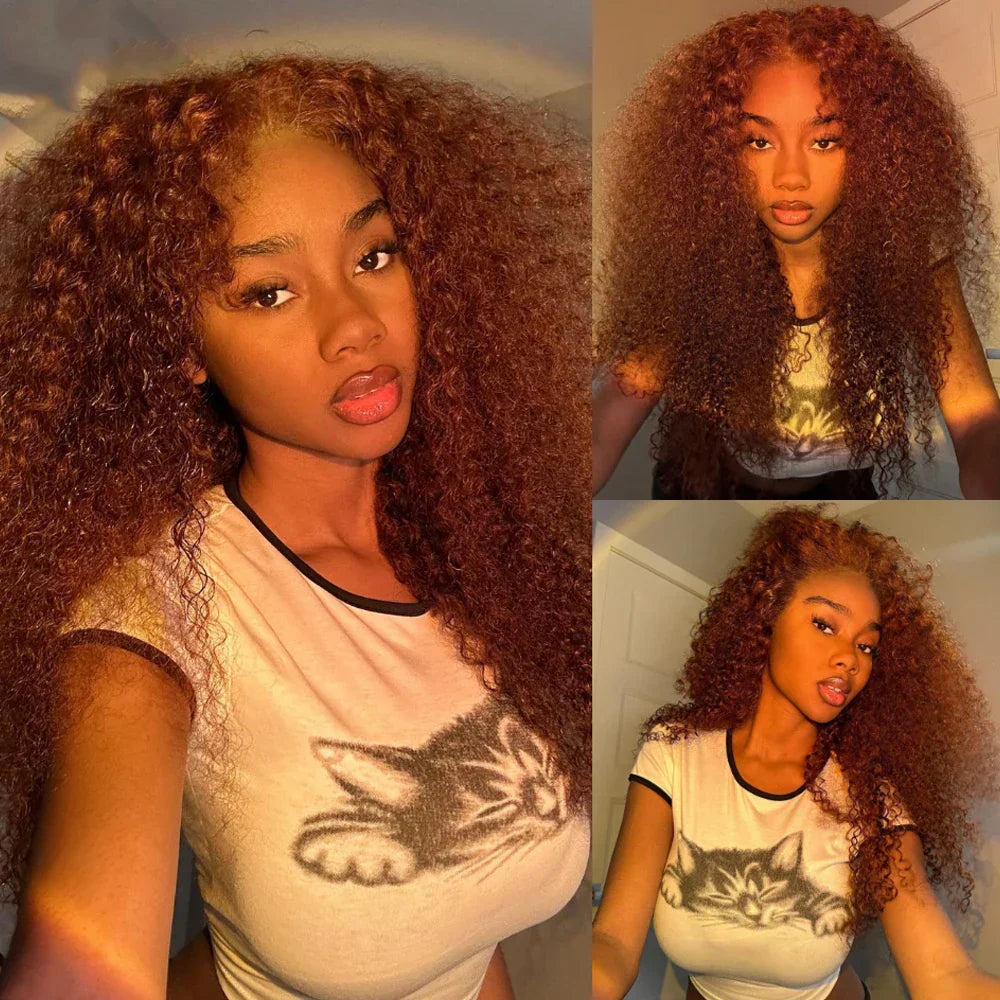 Reddish Brown Jerry Curly Lace Front Wig
