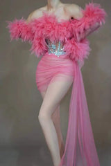 Red Mesh Sequins Pcs Set Dress Cheerleading Las