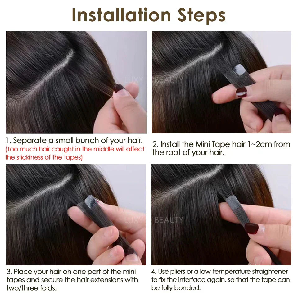 Mini Tape In Human Hair Extensions Double Side