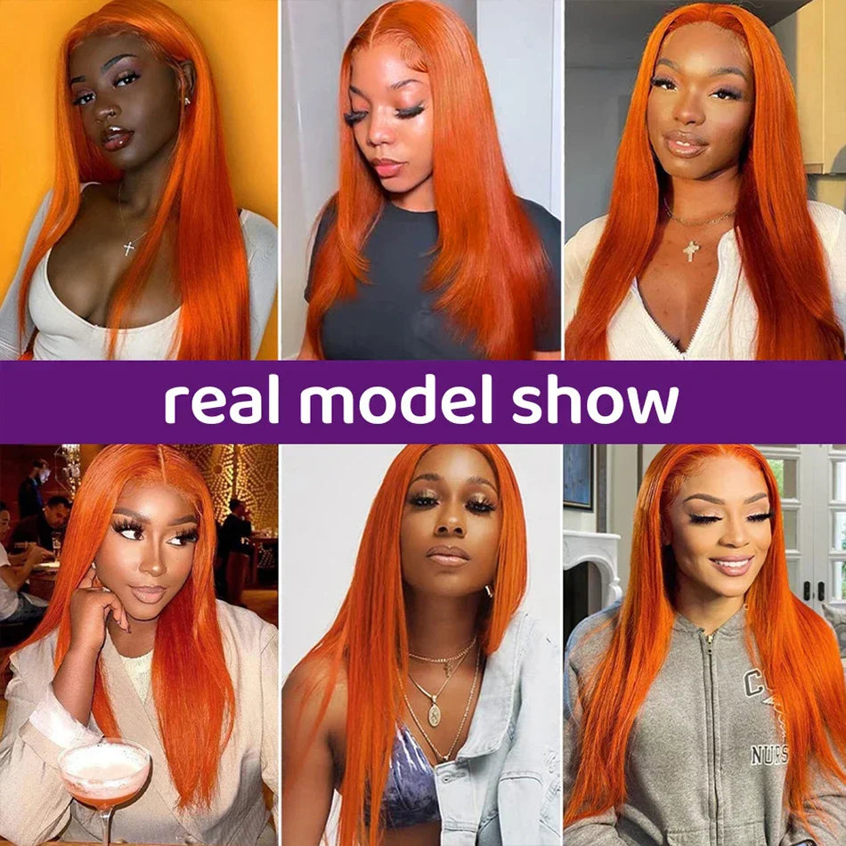 Ginger Orange Lace Front Human Hair Wigs X