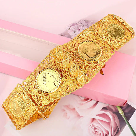 Napoleon Empereur Coin Chain Belt Gold Plated Arabic