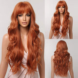 Ginger Curly Synthetic Wigs For Women Long Natural