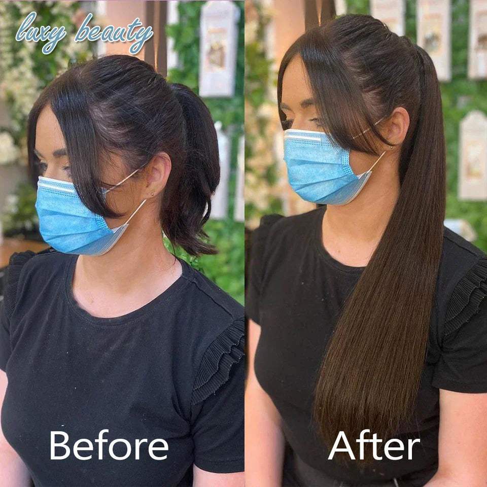 Ponytail Human Hair Clip In Extensions % Remy