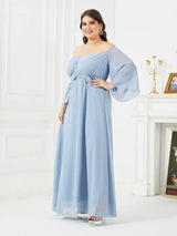 Women Party Dresses Elegant One-Shoulder Applique Long Dresses