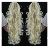 Synthetic Long Wavy Claw Clip On Ponytail Drawstring
