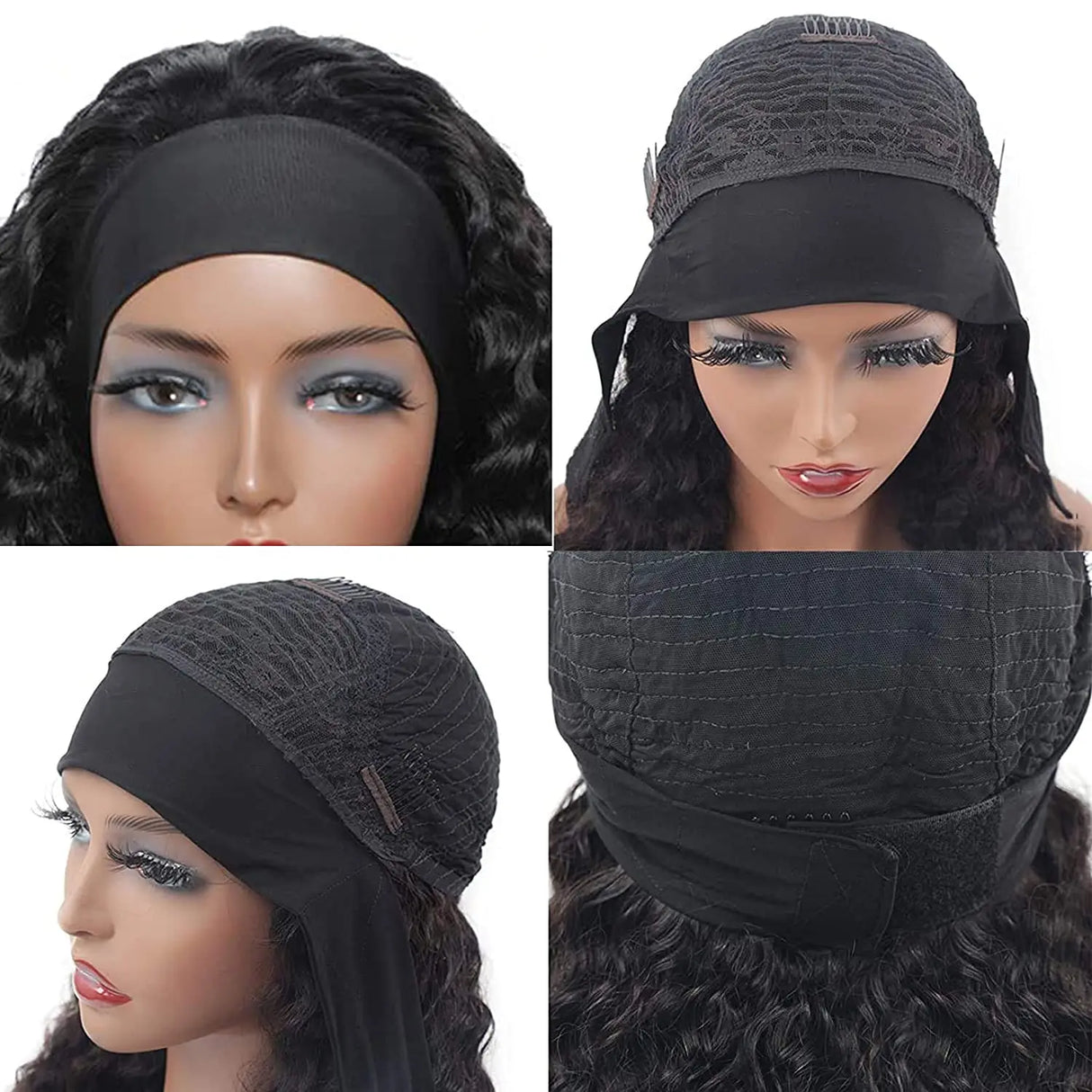 Kinky Curly Headband Bob Wig Human Hair Glueless