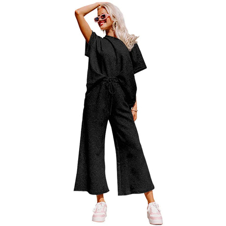 Spring Summer Casual Solid Short Sleeve T-Shirt Wide