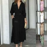 Autumn Women Dress White Casual V Neck Lapel