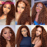 Deep Curly Chocolate Brown Colored Lace Front