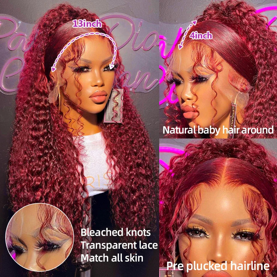 Deep Wave J Burgundy Lace Front Wig X
