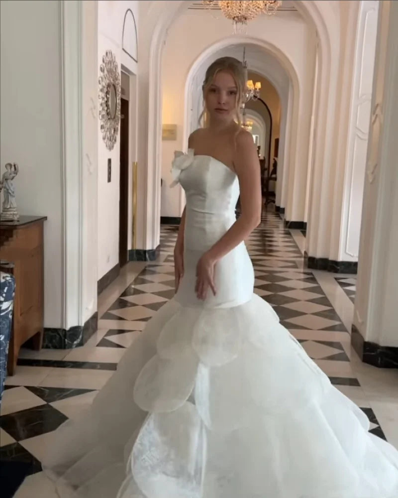 Qcenkeren Vestidos De Novia Strapless Wedding Dresses A-Line