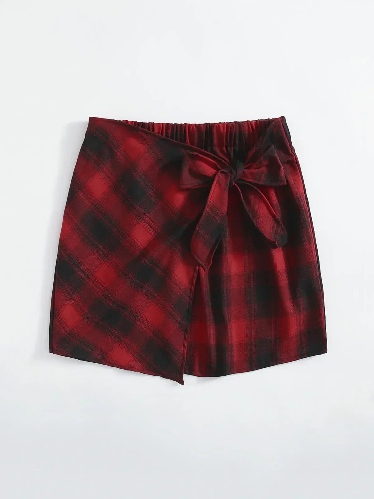 Plus Elastic Waist Summer Spring Casual Bandage Plaid