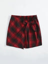 Plus Elastic Waist Summer Spring Casual Bandage Plaid