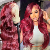 J Burgundy Lace Front Human Hair Wig X