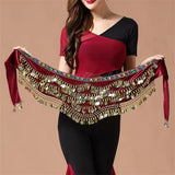 Multi-Colored Belly Dance Belt - Silk Scarf with Crystal Accents