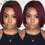 Burgundy Short Bob Wig With Bangs Wear To