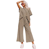 Spring Summer Casual Solid Short Sleeve T-Shirt Wide