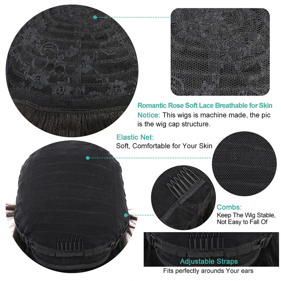 J Burgundy Short Pixie Cut Wigs With Bangs