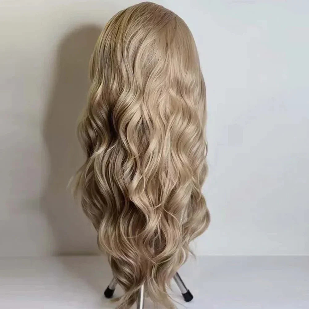 Mxwigs Ash Blonde Synthetic Lace Front Wigs With