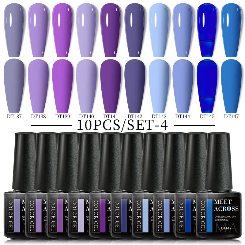 Nude Glitter Gel Nail Polish Set Purple Pink