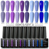 Nude Glitter Gel Nail Polish Set Purple Pink