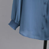 Autumn Women Shirt Fashion Solid Color Bow Tie