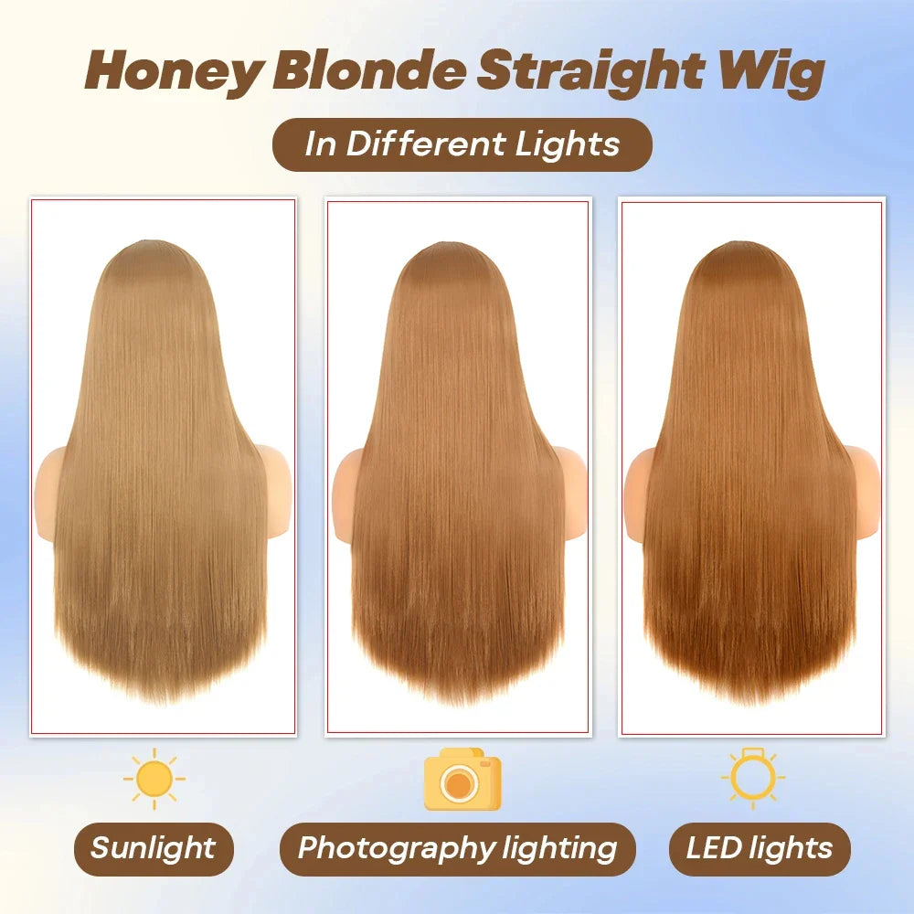 Ginger Blonde Lace Wigs For Black Women Straight