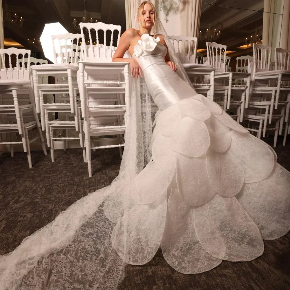 Qcenkeren Vestidos De Novia Strapless Wedding Dresses A-Line