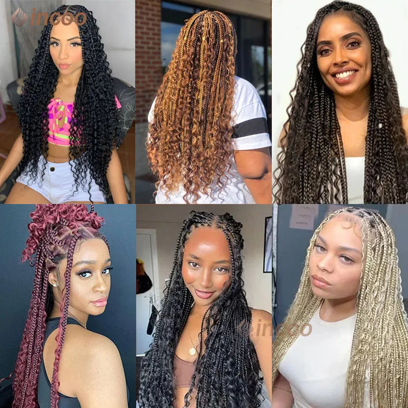 Long Full Lace Front Wigs Boho Cornrow Box